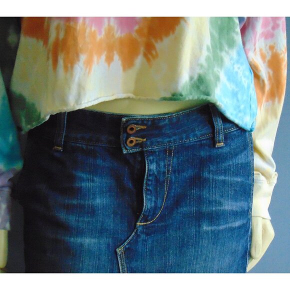 Free People Daydreamer Rainbow Tie Dye Cotton Cropped Long Sleeve Tee Top Sm - Picture 8 of 12